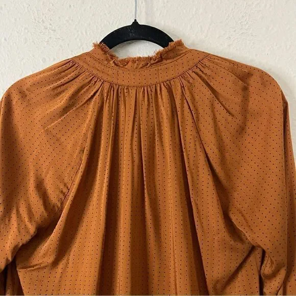 Cloth & Stone Ruffle Long Sleeve Blouse Size Small Dotted - Picture 6 of 8